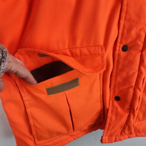 Raewiks Mens Chore Coat SZ LG Orange Hooded Insulated Water Proof Vintage - Picture 9 of 16